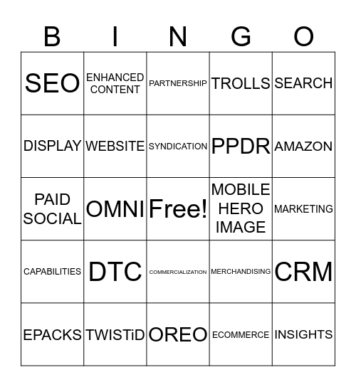 MARKETING BINGO FUN! Bingo Card