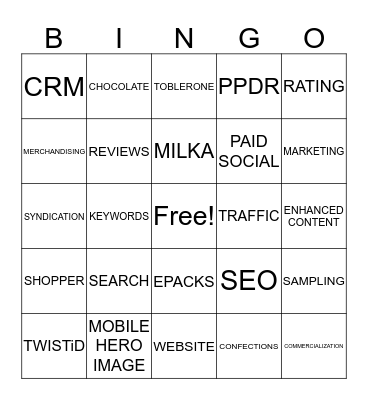 MARKETING BINGO FUN! Bingo Card