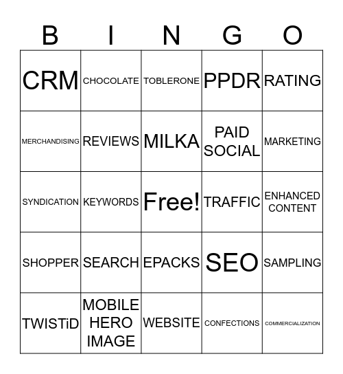 MARKETING BINGO FUN! Bingo Card