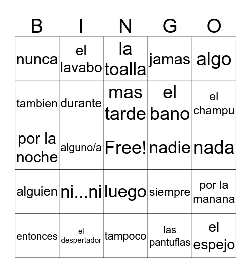 Ch7 Part 2 Vocabulary Bingo Card