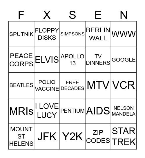 DECADES OF DEDICATION Bingo Card