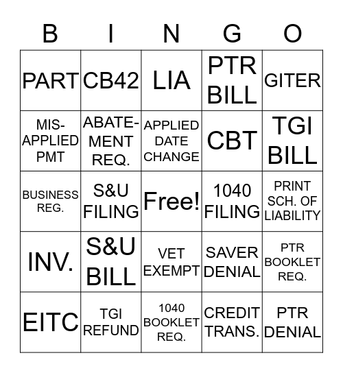 NRO BINGO Card