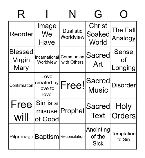 LOR - Fellowship of the Ring Bingo Card