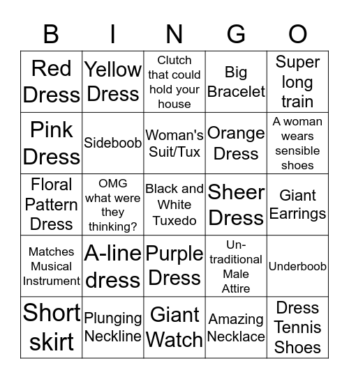 Red Carpet Bingo 2020 Bingo Card