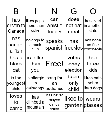 Find Someone Who... Bingo Card
