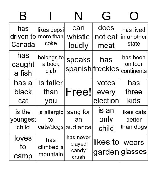 Find Someone Who... Bingo Card