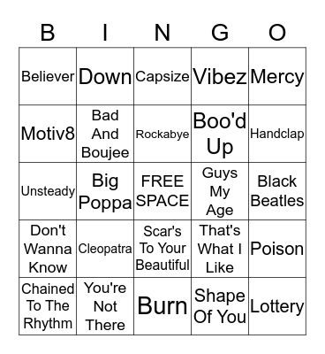 Current Top 40 - Card 2 Bingo Card