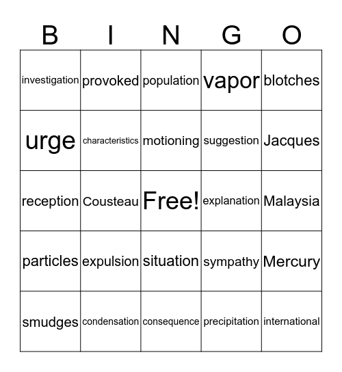 Amiyah and Vance Bingo Card