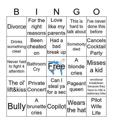 Pilot Pete's Bangin Bingo Card