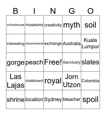 Jourdan and George Bingo Card