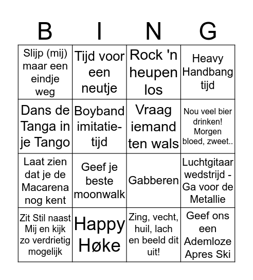 'en nu gaan we los' Bingo Card