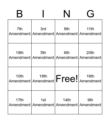 amendgo Bingo Card