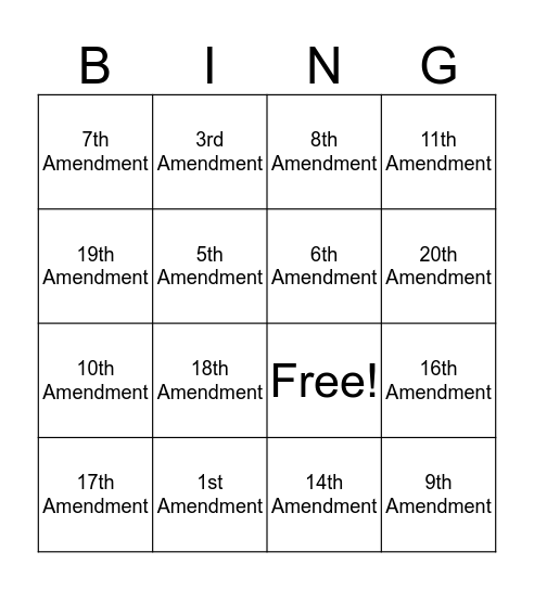 amendgo Bingo Card