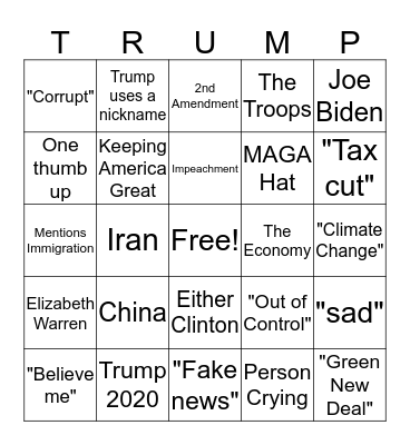 State of the Union Bingo Card