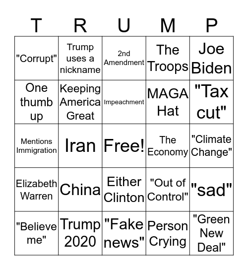 State of the Union Bingo Card