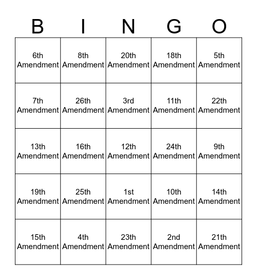 amendgo Bingo Card