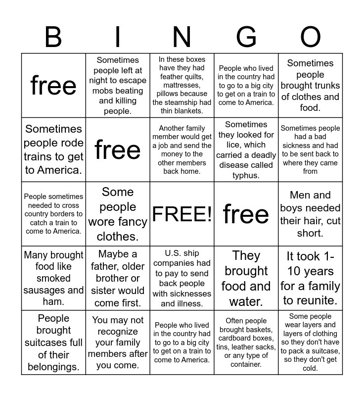 Fact BINGO Card