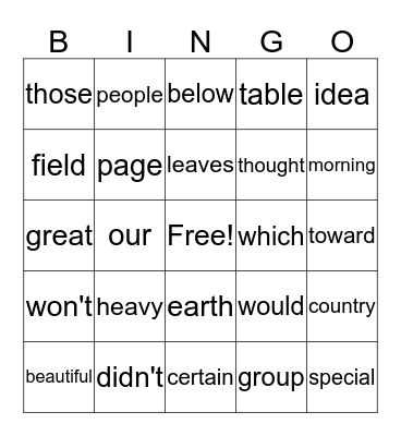 G2MP2 Bingo Card