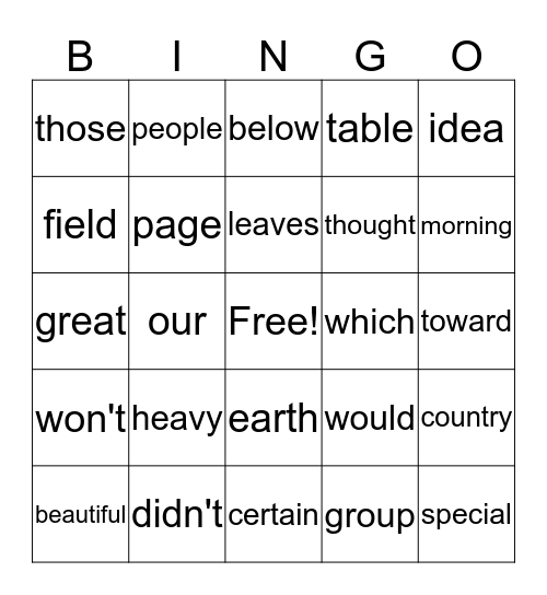 G2MP2 Bingo Card