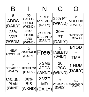GRAMMYS ATLC Bingo Card