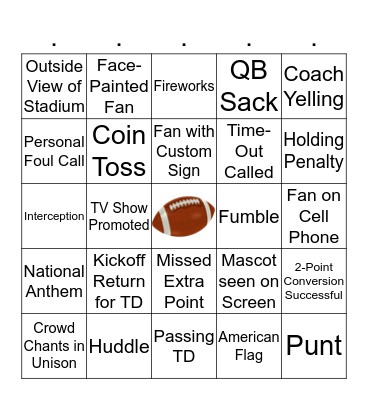 Super Bowl LIV Bingo Card