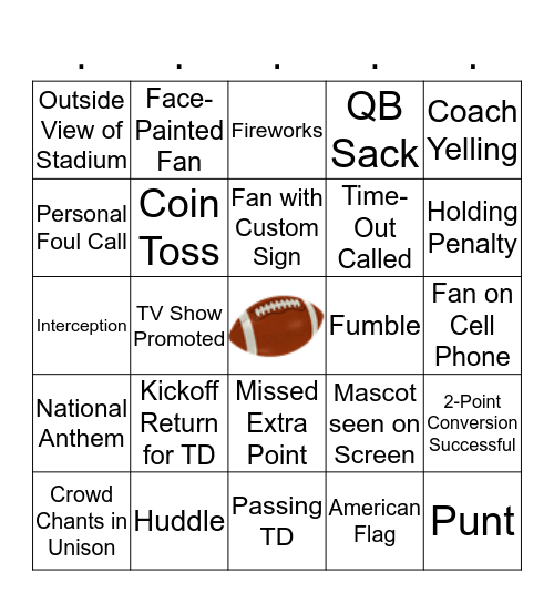 Super Bowl LIV Bingo Card