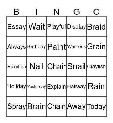 Vowel Team Bingo Card