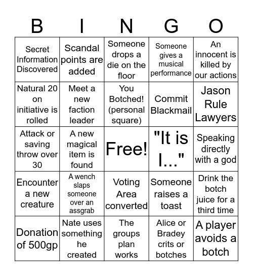 Game Night Inspirational Bingo Card