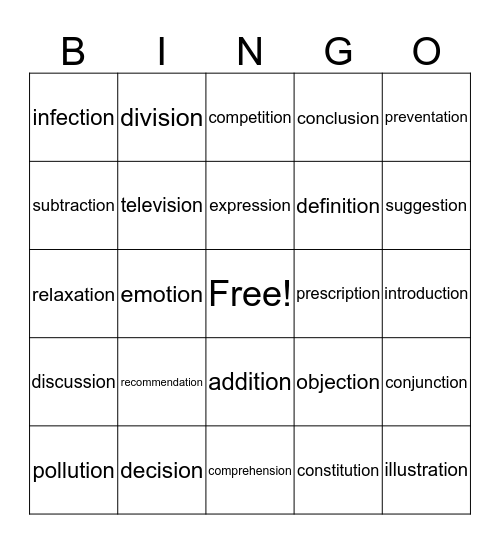 Wilson  7.4 Bingo Card
