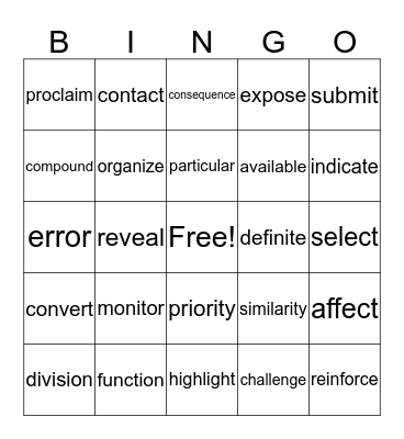 G4MP3 Bingo Card