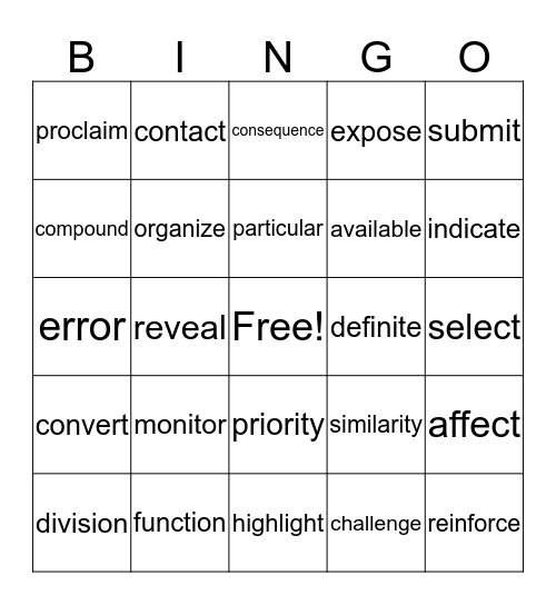 G4MP3 Bingo Card