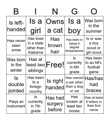 Find someone who: Bingo Card