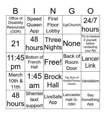Did You Know Bingo Card