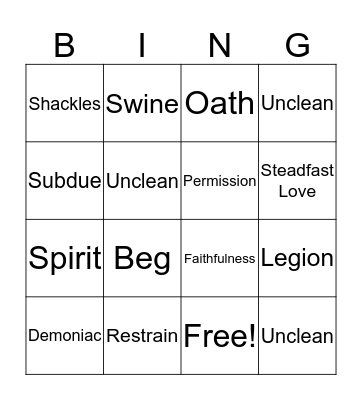 January 26 Readings Bingo Card