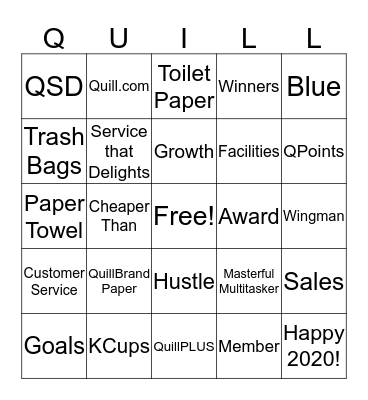 QUILL 2020 KICKOFF BINGO Card