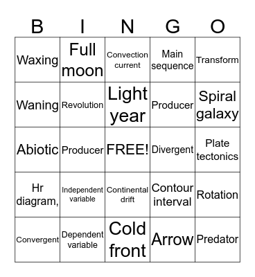 Exam review  Bingo Card