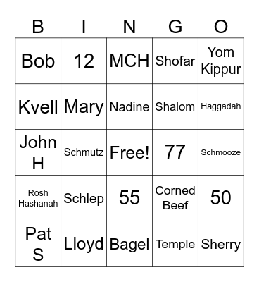 YCC BINGO Card