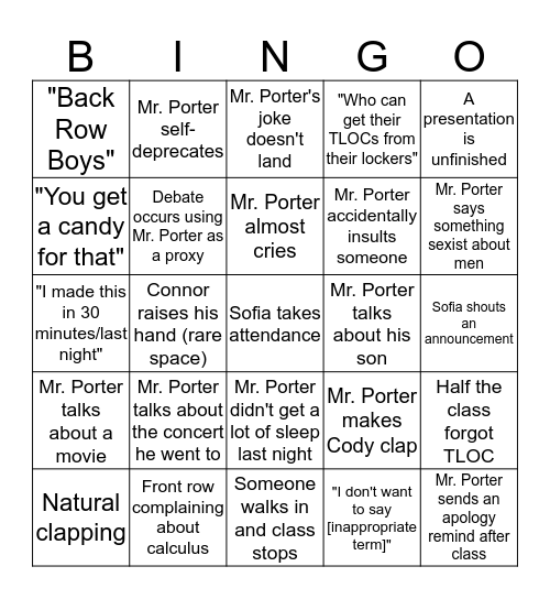 AP Lang Bingo Card