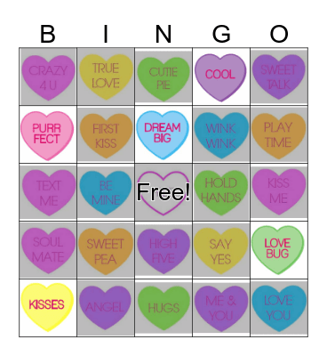 Sweet Heart Bingo Card
