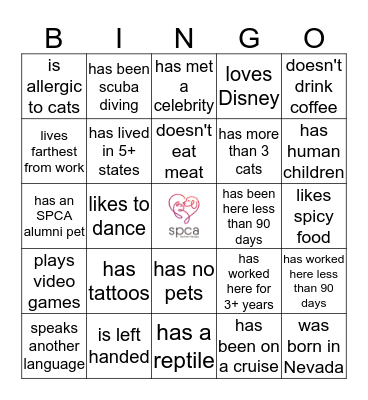 Find a coworker that... Bingo Card