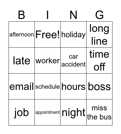 Time and Work  Bingo Card
