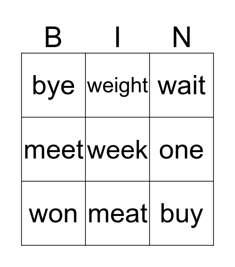 P2/1 Friday Bingo Card