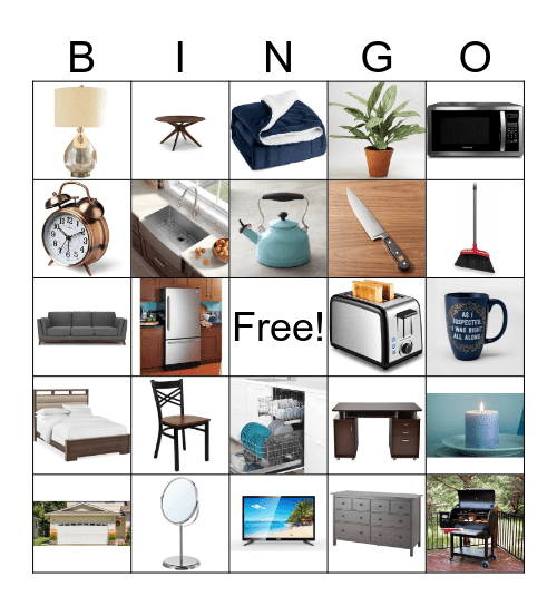 Household Items  Bingo Card