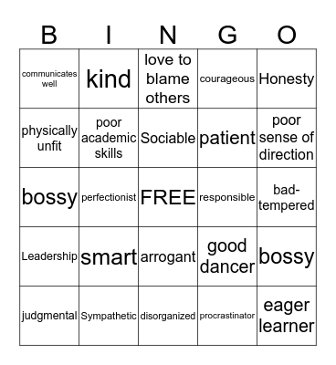 Strengths and Weaknesses Bingo Card