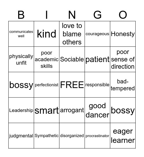 Strengths and Weaknesses Bingo Card