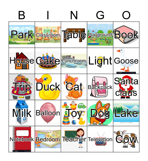 Noun Bingo  Bingo Card