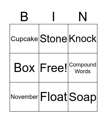 Reading BINGO  Bingo Card