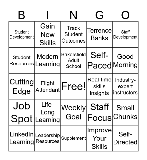 LinkedIn Learning Bingo Card