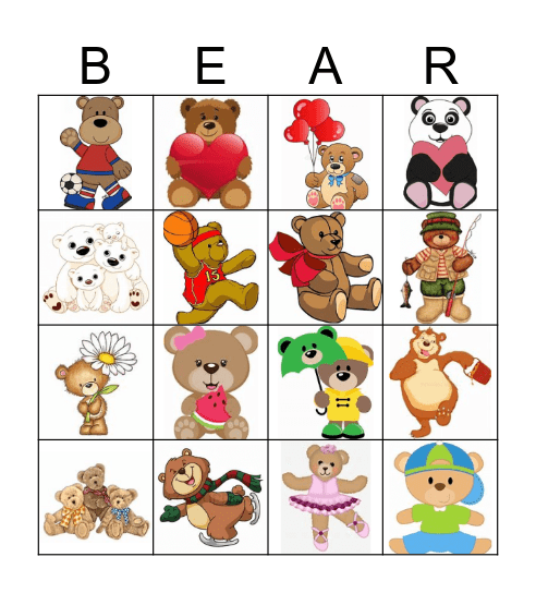 Teddy Bears Picnic Bingo Card