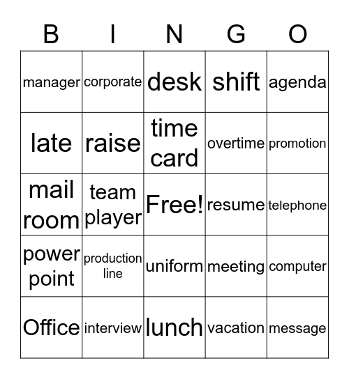 Frontline Management Bingo Card